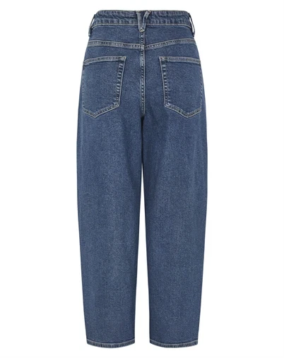 Soft Rebels - SRAmelie Cropped Barrel Jeans - Mid Washed Blue Denim